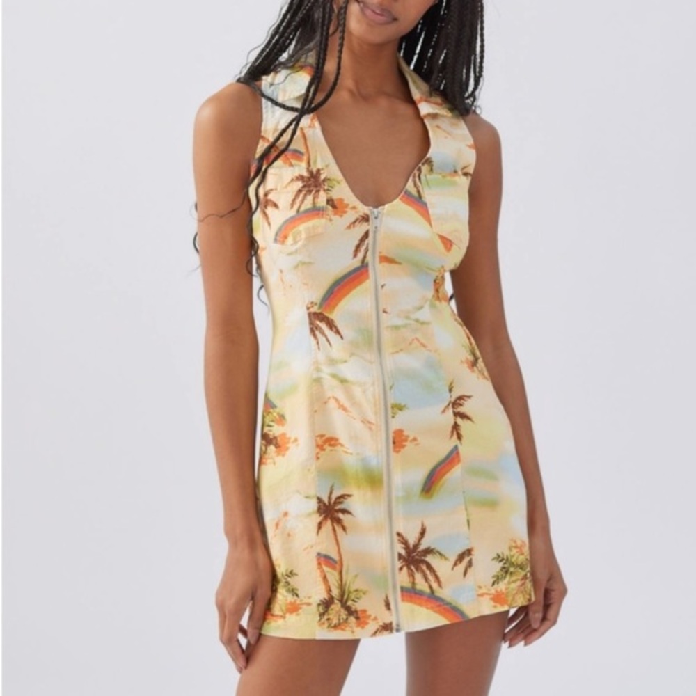 NWT UO Freya Linen Collared Mini Dress